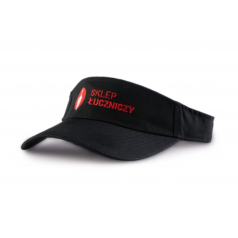 Daszek przeciwsłoneczny Sklep Łuczniczy czarny z haftowanym logo